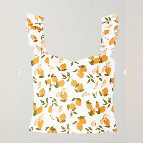 Reformation “Brittany” Ruffled Printed Top - Picture 8 of 9